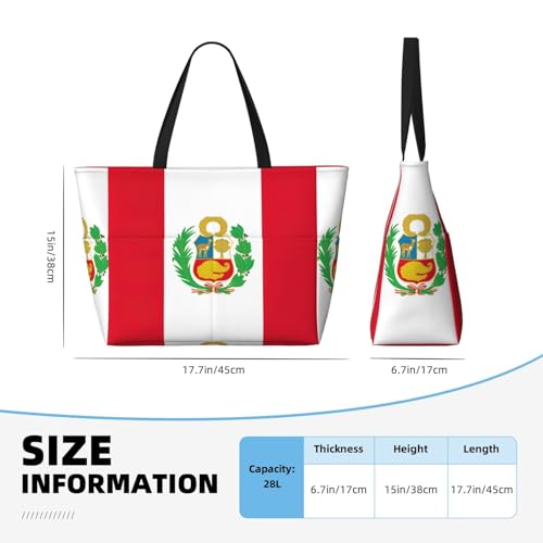 Sac fourre-tout grand format et pliable au design drapeau du Pérou - 5