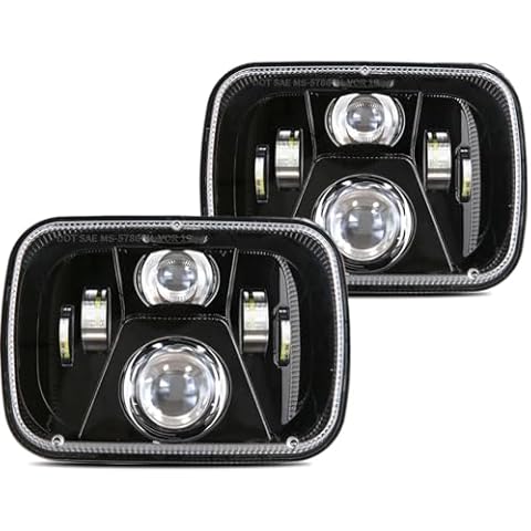 TRUCKMALL 5x7 7x6 inch LED Headlights, H6054 6054 H5054 6052 LED Compatible with Jeep Cherokee XJ Wrangler YJ Comanche MJ Corolla Tacoma Ford F350 Pickup Car Truck Van- Black Cover