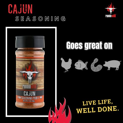 Image of Gourmet Cajun Seasoning | No Artificial Flavors, No MSG added | Premium Cajun Rub for Chicken, Fish, Shrimp and Pork | Runnin Wild Foods, 6.7 ounces