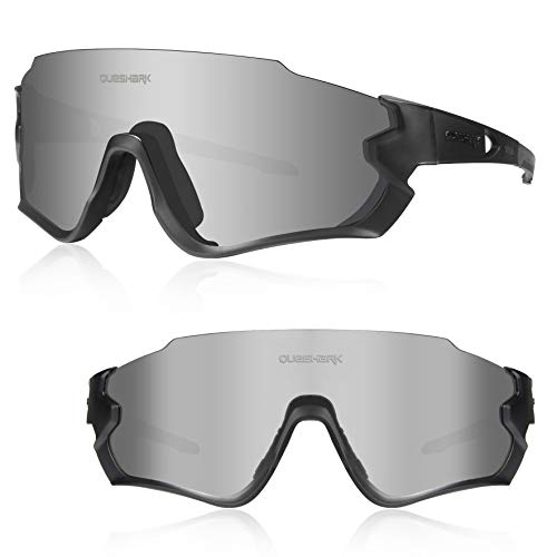 Queshark Lunettes de Soleil Sports Polarisées pour Hommes Femmes Cyclisme Course Pêche Golf Moto UV400 Lunettes 4 Objectif Interchangeable QE45 - Image 3
