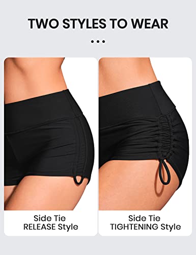 CRZ YOGA Womens Swim Board Shorts High Waisted Bathing Suit Bottoms Adjustable Ruched Side Swimsuit4