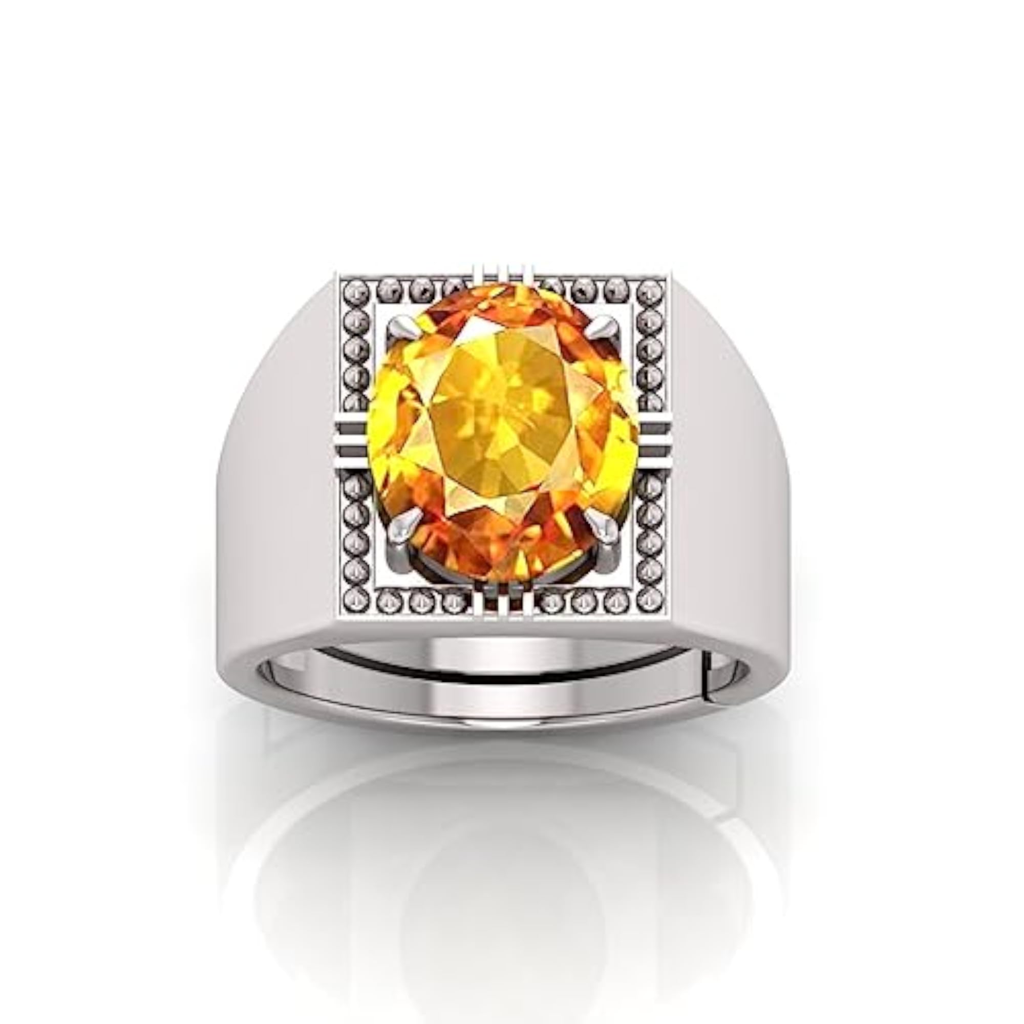 9.25 Ratti Pukhraj Yellow Sapphire Adjustable Ring, Unisex
