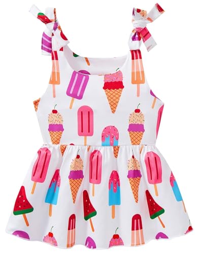 Image of Toddler Girls Clothes Summer Short Set Outfit Tie Knot Shoulder Sleeveless Ruffle Tops and Shorts 2PC Clothing Set