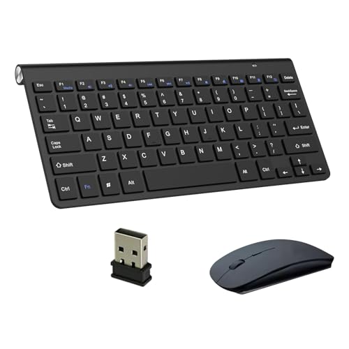 Ensemble Clavier et Souris sans Fil – Ensemble de Bureau Fin, Portable et Efficace 2,4 G pour Ordinateur de Bureau Acer, Dell, Lenovo, HP (Noir)