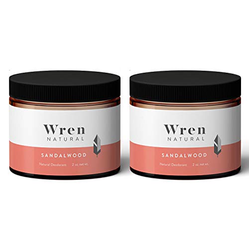 Wren Natural Deodorant Paste Cream with Organic Ingredients for Men and Women No Parabens No Aluminum, Sandalwood 2 Ounce 2 Pack