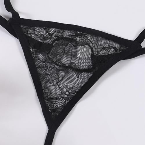 Men's Lace Thong Underwear, Sexy G-String Stretch Undie Low Rise T Back Panties3