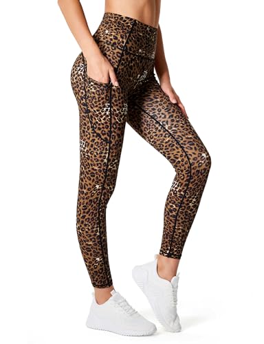 Image of THE GYM PEOPLE Thick High Waist Yoga Pants with Pockets, Tummy Control Workout Running Yoga Leggings for Women