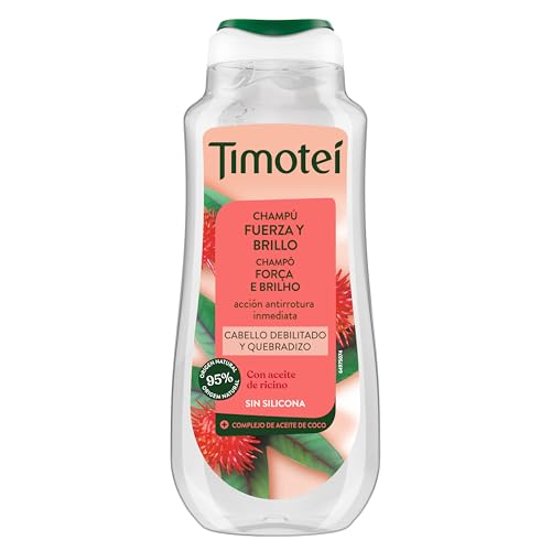 Timotei Champú Fuerza y Brillo 300ml| Acción Antirrotura Inmediata | Fortalece y Nutre | Con Aceite de Coco