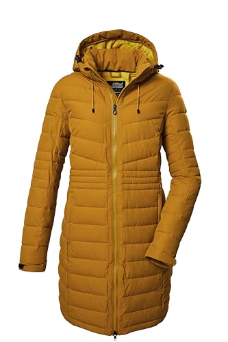 killtec Damen Steppmantel/Funktionsmantel in Daunenoptik mit abzippbarer Kapuze KOW 96 WMN QLTD CT, dunkelsenf, 40, 41812-000