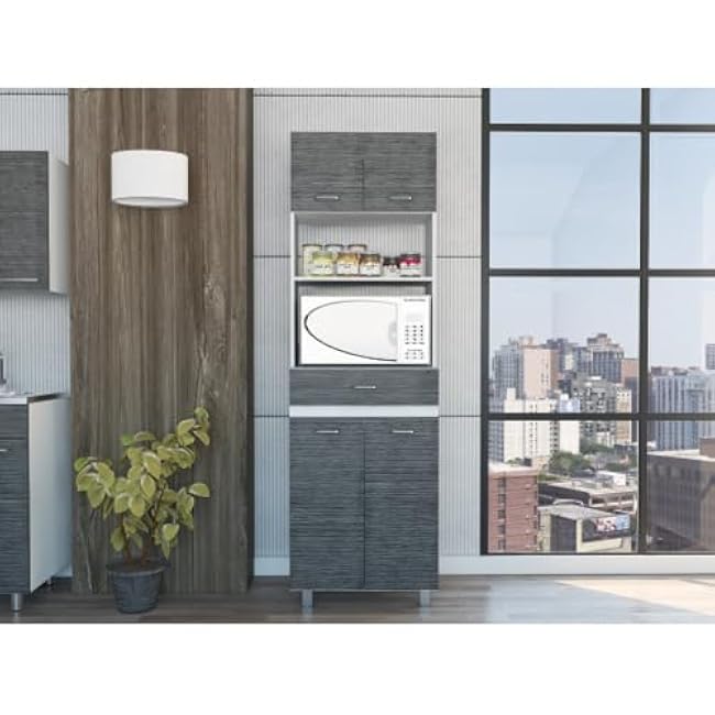 Kitchen Pantry Cabinet Open Microwave Stand Coffee Bar Countertop Hutch Freestanding Buffet Storage for Dining Room