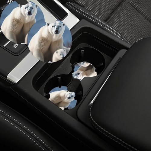 2 Posavasos para Porta Vasos de Auto con Diseño Oso Polar miniatura 1