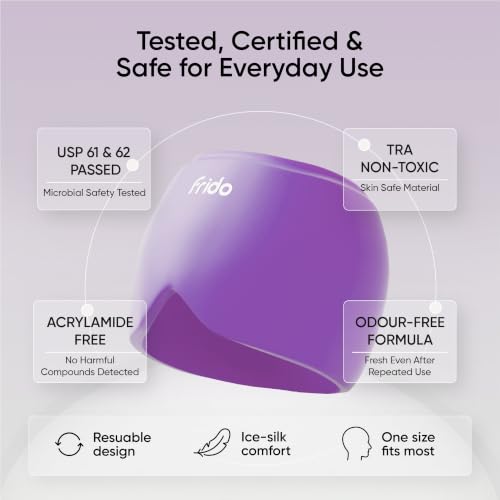 Image of Frido Hot & Cold Therapy Cap | 360 Full Head Coverage | Reusable Cooling & Warming Cap with Gentle Compression | Purple