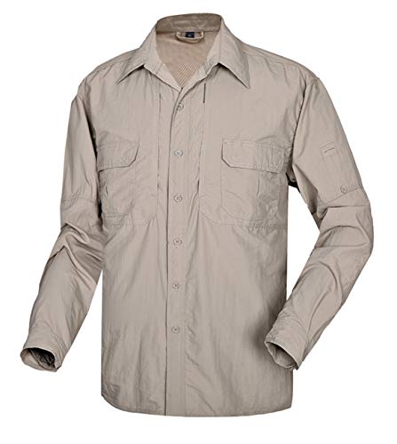 APRAW Men's Quick Dry Travel Outdoor Shirts Waterproof Long Roll Sleeves UV Protection