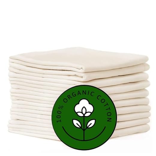 10 Pack Flour Sack Dish Towels, Certified Organic Cotton, Flour Sack Towels, Highly Absorbent, Tea Towels for Embroidery, Kitchen Dish Towels,28x28 Inches (Ivory) Flour Sack Towels