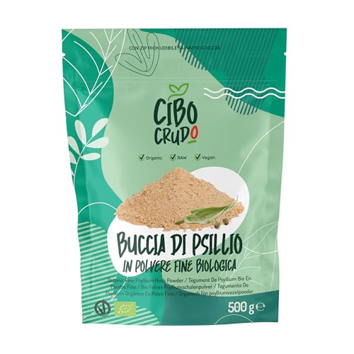 Psyllium en Polvo sin Gluten Ecológico - 99% Puro - 500g. Cascara de Psyllium o Plantago Ovata para Pan. FIbra Alimentaria de Psyllium Husk Powder.