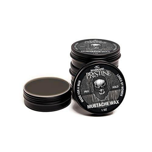 Beard Gains Strong Competition Pro Hold Mustache Wax 1oz - Style, Mold, and Tame Moustache - Organic and Natural (Pristine Black)