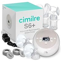 Cimilre S6+ Adjustable Rechargeable Breast Pump, Customizable Pump Sessions with Multiple Cycle Speeds & Hospital Strength Suction Levels, Double Electric Breast Pump