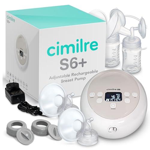 Cimilre S6+ Adjustable Rechargeable Breast Pump, Customizable Pump Sessions with Multiple Cycle Speeds & Hospital Strength Suction Levels, Double Electric Breast Pump