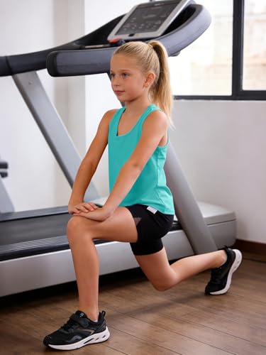 Image of Haloumoning Girls Athletic Tank Tops Racerback Sleeveless Shirts | Dry Fit Active Sports Running Yoga Shirts