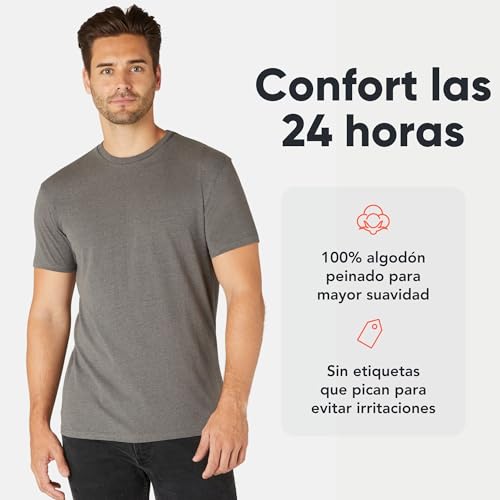 FM London Camiseta Paquete de 3/5 para Hombre - Camisetas de Peso Premium con diseño Ligeramente Ajustado, Negro, Burdeos, Verde, Azul Marino, Gris Antracita (Pack de 5), M