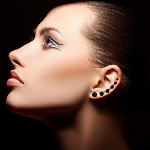 Black Round Stud Earrings Set Hypoallergenic Surgical Stainless Steel Black Earrings for Men Women Jewelry 6 Pairs 3mm-8mm3