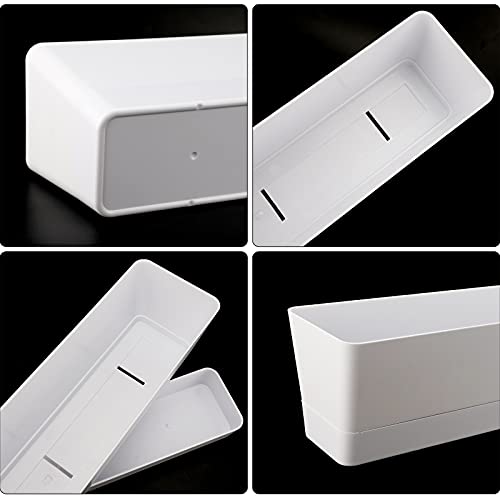 Window Boxes Planters, Greaner 3Pcs 16X3.8 Inch Large Herb Planters With Tray, Indoor Succulent Cactus Flowers Vegetable Plastic Rectangle Pots For Balcony, Office, Garden, Outdoor, Windowsill (White) #TOP5