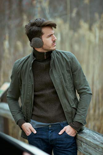 180S Men's American Wool Behind-The-Head Ear Warmer (Brown Tweed) #TOP2
