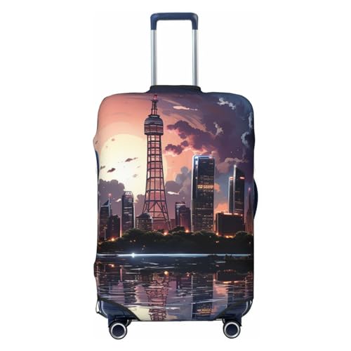 New York Cityscape Night moon beautiful Elastic Travel Luggage Cover Travel Suitcase Cover for Trunk Case 19''-32'' Luggage Protective Cover