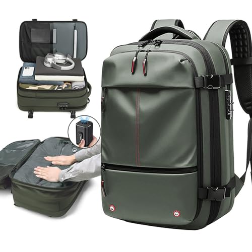 Airback Backpack with Pump, Air Vacuum Vacpack Backpack for Travel, Airpack Backpack with Vacuum Compression Packing (Army Green)3