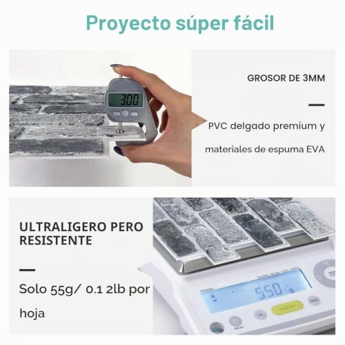 Paneles de pared 3D con relieve grueso autoadhesivo PVC impermeable pack de 10 unidades 6