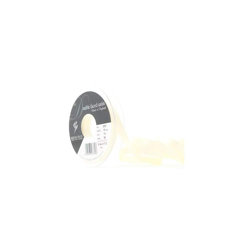 Berisfords Double FACE Poly Satin Ribbon, Pale Lemon, 10 mm