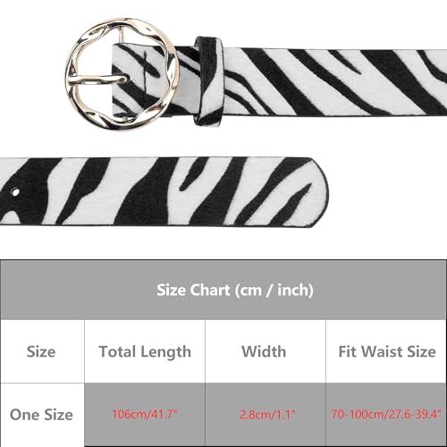 Women's Animals Waist Belts, Leopard Zebra Cow Snake Faux Leather Round Gold Buckle for Jeans Pants Dresses4