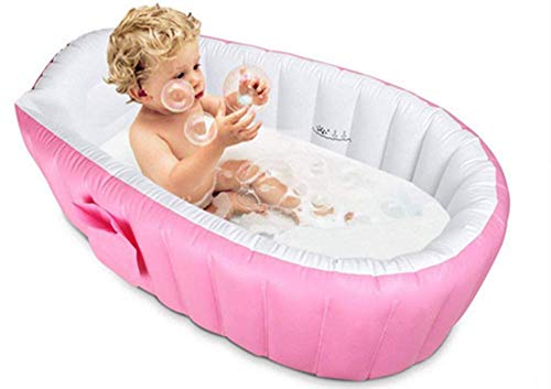 Alytimes Inflatable Baby Bathtub Kid Infant Toddler Infant Newborn Inflatable Foldable Shower Pool(Pink)