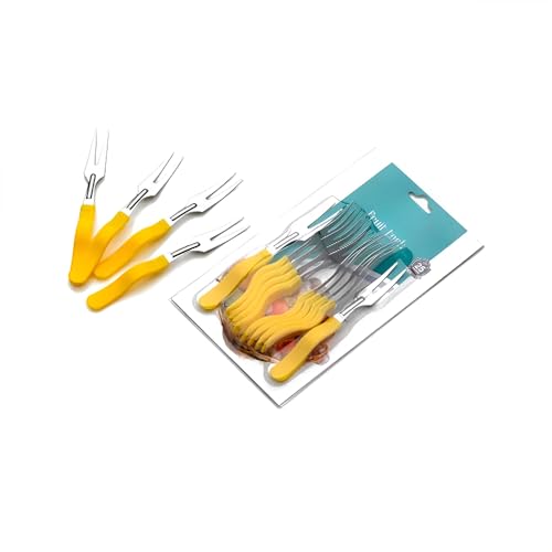 Image of 10-Piece Stainless Steel Fruit Fork Set, Heavy Duty, Rust-Resistant, Dishwasher Safe Dessert Forks, Perfect for Fruits, Cheese, Appetizers, Wedding, Party, Picnics, Daily Use (Multicolour)