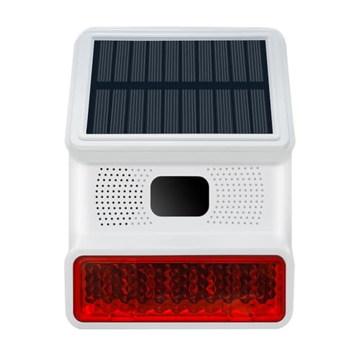 Huudngeje Alarma Estroboscópica Solar Inalámbrica, Luz con Sonido, Flash, Sirena de Alarma para Exteriores para de Alarma Wifi GSM de 433MHz para el Hogar y la Granja