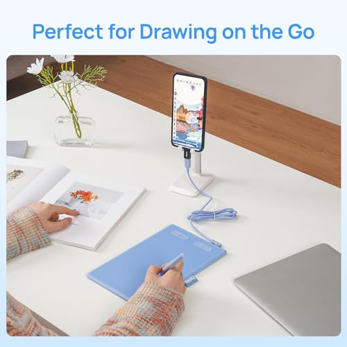 Image of Parblo Drawing Tablet N7B,7x4 inch Graphics Drawing Tablet with Battery-Free Pen P08,4 Customizable Express Keys,Compatible with Windows,Mac,Android,Chromebook