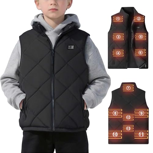Kids Heated Vest, Boys Girls Lightweight Heating Vest Jacket Coat USB Charging Warmer Waistcoat Heated Clothing for Skiing