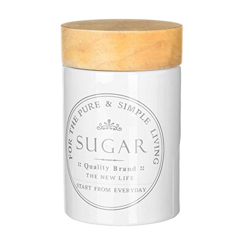 Azucarero pure living stoneware 10 x 10 x 15,50 cm capacidad: 700 cc. con tapa de madera de roble. (Azucarero)