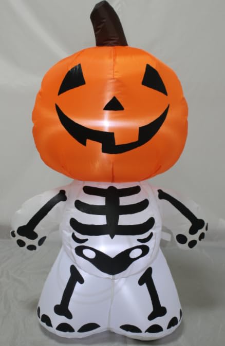 4FT Halloween Inflatable Blow up Cute Pumpkin Ghost Lawn Decoration - image 9