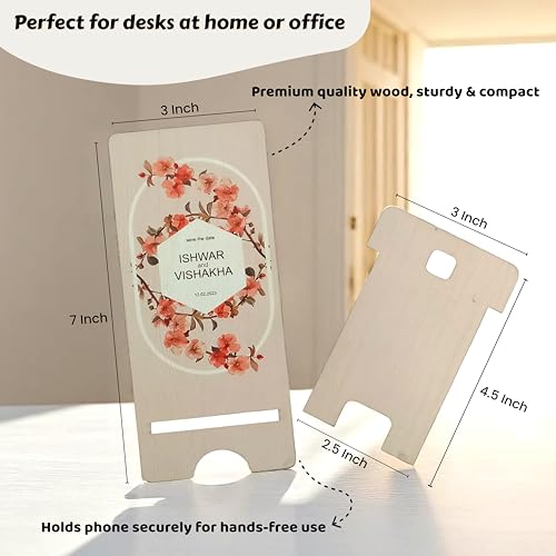 Image of SAVRI Personalized Gifts Wooden Mobile Stand Customized Phone Holder with Photo & Name (3)