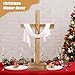 Lineshading 21 Inch Large Wood Cross Unfinished Standing Cross Decor He Is Risen Outdoor Decorative Jesus Christ Catholic Crafted Wall for Home Easter Wedding Communion Church Decor