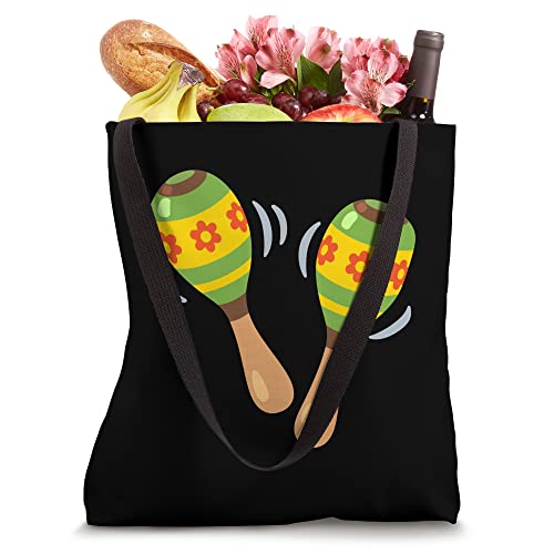 Bolso tipo tote con diseño de maraca, instrumento musical miniatura 4