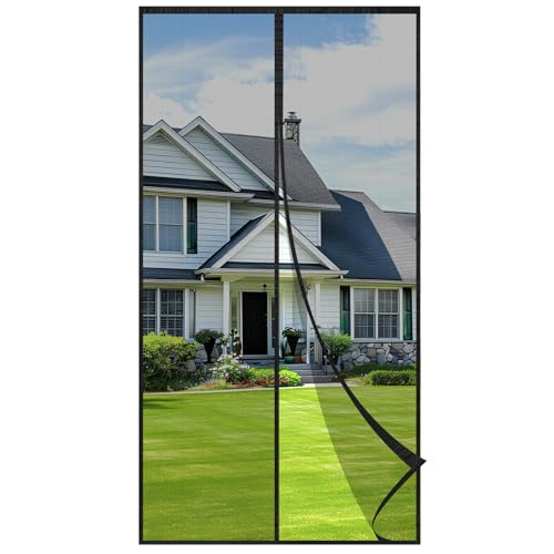 Velway Moustiquaire Magnétique Porte Fenêtre - 90x210cm Rideau Moustiquaire en Fine, Fermeture Automatique, Sans Perçage, Anti Mouches et Insectes, Noir