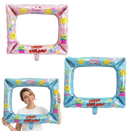PYRUVAE 2 Piezas Marco de Fotos Inflable Cumpleaños, Photocall cumpleaños, Photo Booth Props, Accesorios Marco Inflable de Foto, para Fiestas de Cumpleaños,Fiestas de cumpleaños infantiles,Party Prop