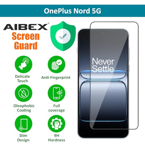 Image of AIBEX Tempered Glass for OnePlus Nord 5G / Realme GT 5G / GT Master /Neo 2T 5G| 9H Hardness | Anti-Glare & Anti-Fingerprint | Water Resistant | Edge-to-Edge Full Screen Protector | Bubble-Free