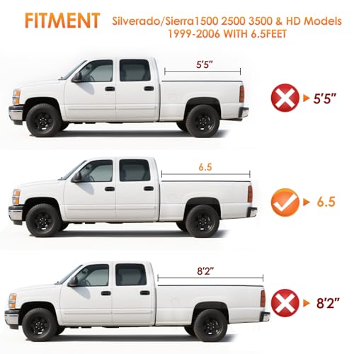 Image of Nilight Soft Roll-Up Tonneau Cover Compatible with Chevy Silverado /GMC Sierra 1500 2500 3500 & HD Models 1999-2006-6.5ft Truck Bed Cover
