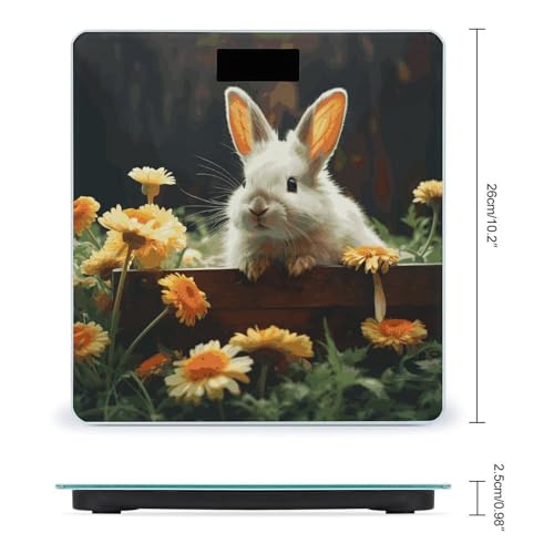 Báscula digital de cuerpo con diseño conejo y flor miniatura 2