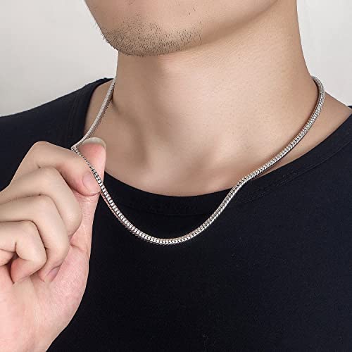 Italy 925 Sterling Silver Snake Chain Necklace Men & Women 3MM-4MM Rolo Link Round Chain Chokers 18 "20" 22 "24" 26 "28" 30" Unisex Fine Jewelry Gift2