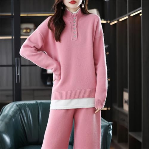 Costume décontracté manches longues femme cachemire ensemble laine tricot