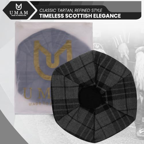 Image of Scottish Tam O' Shanter Hat Tartan Bonnet Pom Pom Wool Flat Cap One Size